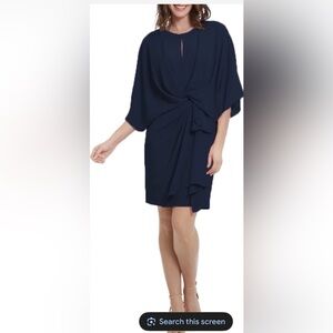 Womens plus size  navy twist front draped cocktail dress